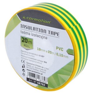 Taśma izolacyjna PVC 19mm x 20m zielono-żółta