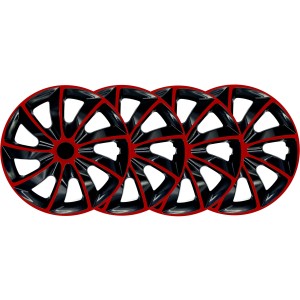 4x Kołpaki 17 cali uniwersalne NRM QUAD BICOLOR RED BLACK Komplet Kołpaków