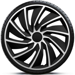 Kołpaki uniwersalne TURBO CZARNO SREBRNE 17 cali