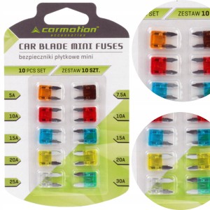 BEZPIECZNIKI PŁYTKOWE NOŻOWE MINI 10 SZT. 5A-30A